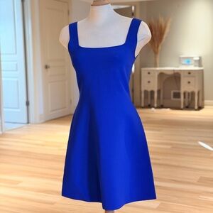 THEORY Squareneck Mini Dress - Royal Blue
